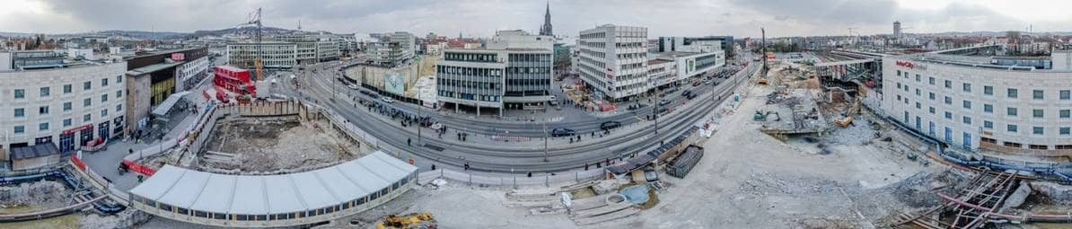 Baustellenpanorama am Hauptbahnhof Ulm